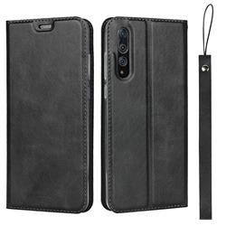 Calf Pattern Magnetic Automatic Suction Leather Wallet Case for Huawei P20 Pro - Black