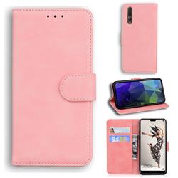 Retro Classic Skin Feel Leather Wallet Phone Case for Huawei P20 Pro - Pink