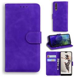 Retro Classic Skin Feel Leather Wallet Phone Case for Huawei P20 Pro - Purple