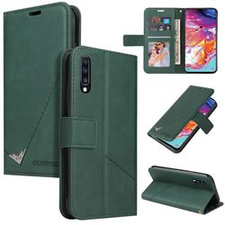 GQ.UTROBE Right Angle Silver Pendant Leather Wallet Phone Case for Huawei P20 Pro - Green