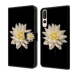 White Flower Crystal PU Leather Protective Wallet Case Cover for Huawei P20 Pro