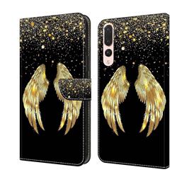 Golden Angel Wings Crystal PU Leather Protective Wallet Case Cover for Huawei P20 Pro