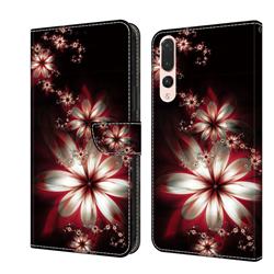 Red Dream Flower Crystal PU Leather Protective Wallet Case Cover for Huawei P20 Pro
