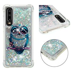 Sweet Gray Owl Dynamic Liquid Glitter Sand Quicksand Star TPU Case for Huawei P30
