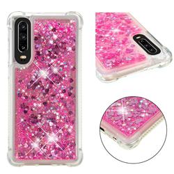 Dynamic Liquid Glitter Sand Quicksand TPU Case for Huawei P30 - Pink Love Heart