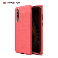 Luxury Auto Focus Litchi Texture Silicone TPU Back Cover for Huawei P30 - Red