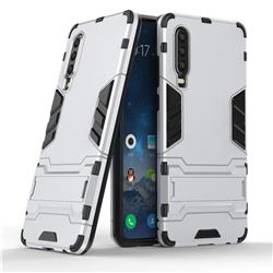 Armor Premium Tactical Grip Kickstand Shockproof Dual Layer Rugged Hard Cover for Huawei P30 - Silver