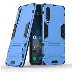 Armor Premium Tactical Grip Kickstand Shockproof Dual Layer Rugged Hard Cover for Huawei P30 - Light Blue