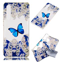 Blue Butterfly Flower Super Clear Soft TPU Back Cover for Huawei P30