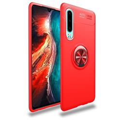 Auto Focus Invisible Ring Holder Soft Phone Case for Huawei P30 - Red