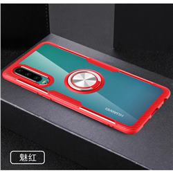 Acrylic Glass Carbon Invisible Ring Holder Phone Cover for Huawei P30 - Charm Red