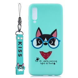 Green Glasses Dog Soft Kiss Candy Hand Strap Silicone Case for Huawei P30