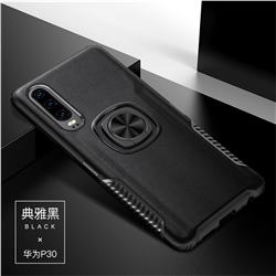 Knight Armor Anti Drop PC + Silicone Invisible Ring Holder Phone Cover for Huawei P30 - Black