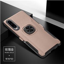 Knight Armor Anti Drop PC + Silicone Invisible Ring Holder Phone Cover for Huawei P30 - Rose Gold