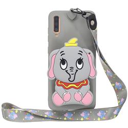 Gray Elephant Neck Lanyard Zipper Wallet Silicone Case for Huawei P30