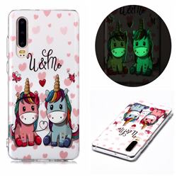 Couple Unicorn Noctilucent Soft TPU Back Cover for Huawei P30