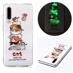 Cute Cat Noctilucent Soft TPU Back Cover for Huawei P30