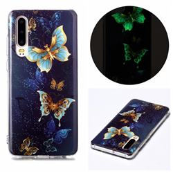 Golden Butterflies Noctilucent Soft TPU Back Cover for Huawei P30