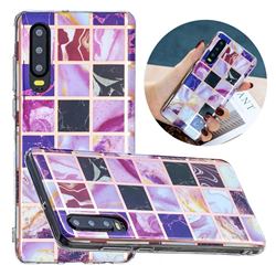 Square Puzzle Painted Marble Electroplating Protective Case for Huawei P30