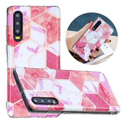 Cherry Glitter Painted Marble Electroplating Protective Case for Huawei P30