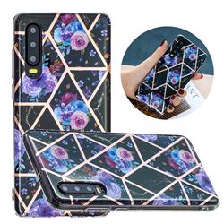 Black Flower Painted Marble Electroplating Protective Case for Huawei P30