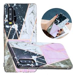 Pink and Black Painted Marble Electroplating Protective Case for Huawei P30