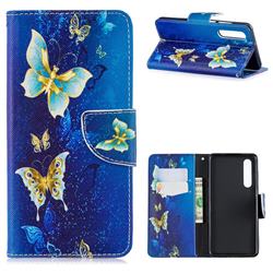 Golden Butterflies Leather Wallet Case for Huawei P30