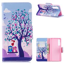 Tree and Owls Leather Wallet Case for Huawei P30