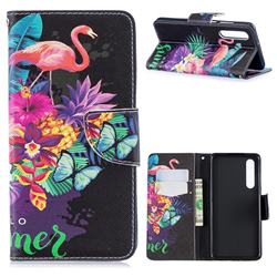 Flowers Flamingos Leather Wallet Case for Huawei P30