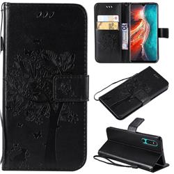 Embossing Butterfly Tree Leather Wallet Case for Huawei P30 - Black