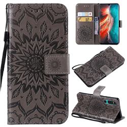 Embossing Sunflower Leather Wallet Case for Huawei P30 - Gray