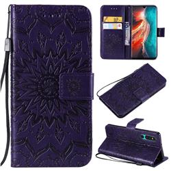 Embossing Sunflower Leather Wallet Case for Huawei P30 - Purple
