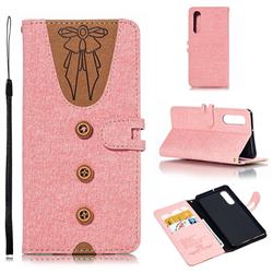Ladies Bow Clothes Pattern Leather Wallet Phone Case for Huawei P30 - Pink