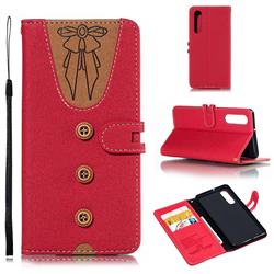 Ladies Bow Clothes Pattern Leather Wallet Phone Case for Huawei P30 - Red