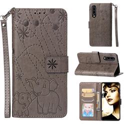 Embossing Fireworks Elephant Leather Wallet Case for Huawei P30 - Gray