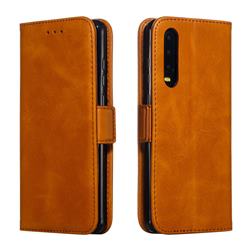 Retro Classic Calf Pattern Leather Wallet Phone Case for Huawei P30 - Yellow