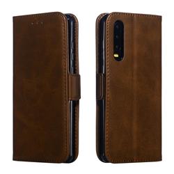 Retro Classic Calf Pattern Leather Wallet Phone Case for Huawei P30 - Brown