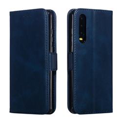 Retro Classic Calf Pattern Leather Wallet Phone Case for Huawei P30 - Blue