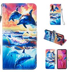 Couple Dolphin Smooth Leather Phone Wallet Case for Huawei P30