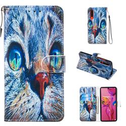 Blue Cat Smooth Leather Phone Wallet Case for Huawei P30