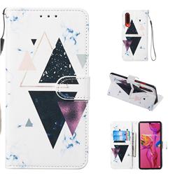 Triangle Marble Smooth Leather Phone Wallet Case for Huawei P30