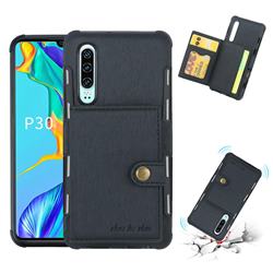 Brush Multi-function Leather Phone Case for Huawei P30 - Black