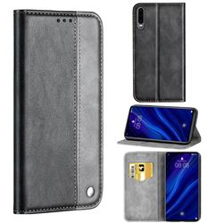 Classic Business Ultra Slim Magnetic Sucking Stitching Flip Cover for Huawei P30 - Silver Gray