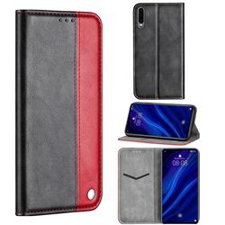 Classic Business Ultra Slim Magnetic Sucking Stitching Flip Cover for Huawei P30 - Red