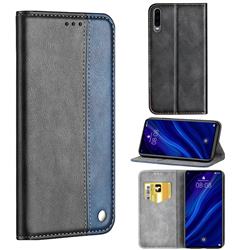 Classic Business Ultra Slim Magnetic Sucking Stitching Flip Cover for Huawei P30 - Blue