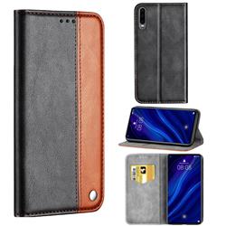 Classic Business Ultra Slim Magnetic Sucking Stitching Flip Cover for Huawei P30 - Brown