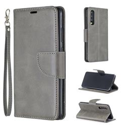 Classic Sheepskin PU Leather Phone Wallet Case for Huawei P30 - Gray
