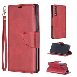 Classic Sheepskin PU Leather Phone Wallet Case for Huawei P30 - Red