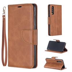 Classic Sheepskin PU Leather Phone Wallet Case for Huawei P30 - Brown