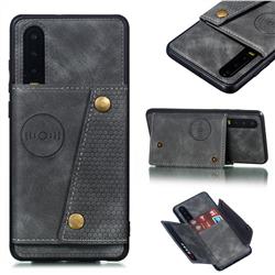 Retro Multifunction Card Slots Stand Leather Coated Phone Back Cover for Huawei P30 - Gray